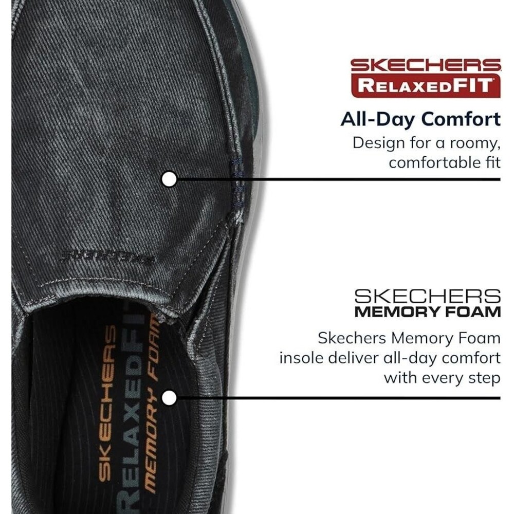 Skechers Expected Avillo Shoes Men’s Slip-On Casual Vintage Washed Black Size 14 - Picture 13 of 16